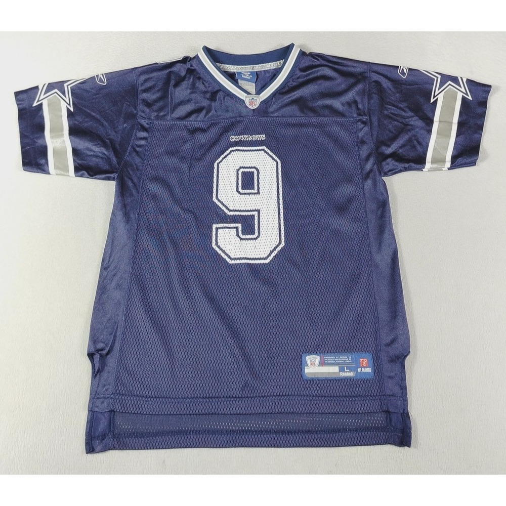 Dallas Cowboys Football Jersey Boys‎ Large Blue NFL Football Tony Romo 9 Reebok